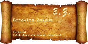 Borovits Zakeus névjegykártya
